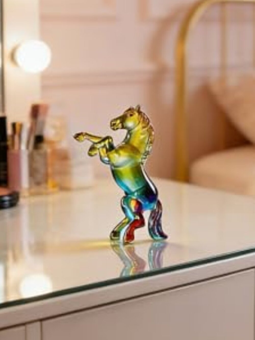 Crystal Horse Figurine Glass Animal Horses Feng Shui Zodiac Collectible Figurine